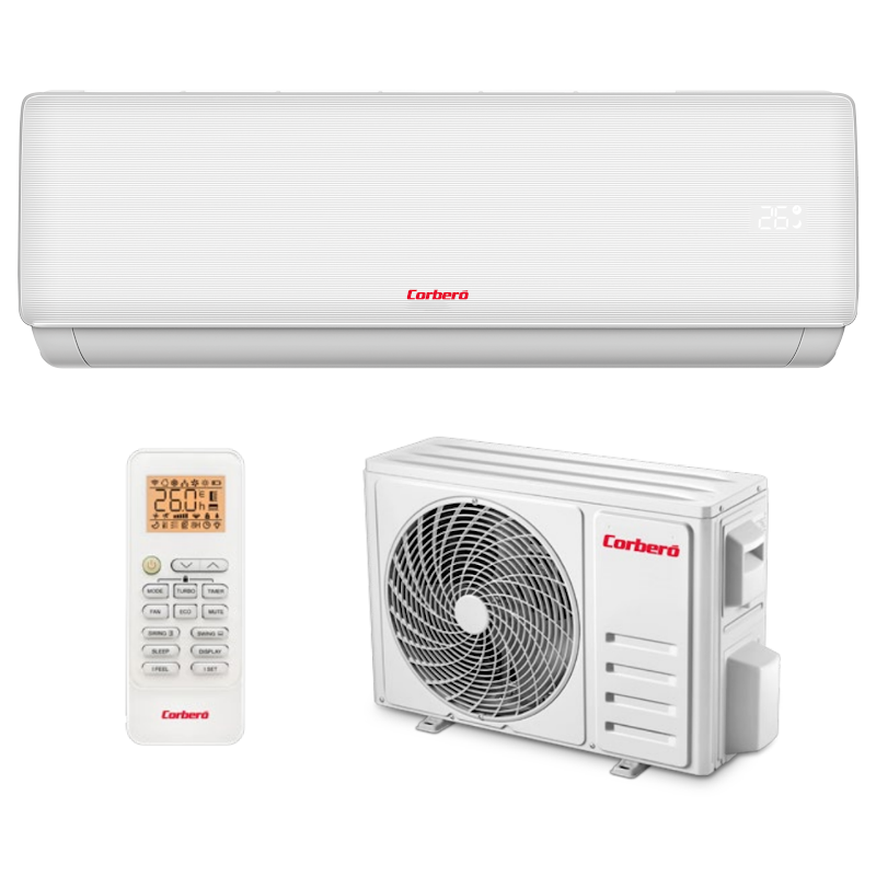 Aire Acondicionado CORBERÓ GREGAL 09 WIFI: confort inteligente, WiFi y bajo consumo para habitaciones  El Aire Acondicionado CORBERÓ GREGAL 09 WIFI es una solución de climatización moderna, eficiente y conectada, ideal para quienes buscan mantener una estancia fresca en verano, cálida en invierno y confortable durante todo el año. Su combinación de motor Inverter, control WiFi, gas refrigerante R32, Smart Airflow, modo Sleep, función ECO, detección de fugas y drenaje dual lo convierten en una opción muy completa para dormitorios, despachos, habitaciones pequeñas y oficinas.  Con una potencia de 2,6 kW en refrigeración, equivalente a 9.000 BTU/h y aproximadamente 2.268 frigorías/h, este equipo está recomendado para estancias de 9 a 16 m². Su eficiencia energética A++ en frío y A+ en calor permite disfrutar de una climatización cómoda con un consumo equilibrado, ayudando a mantener el confort sin disparar la factura eléctrica.  Control WiFi desde el móvil y compatible con Alexa y Google Home  Una de sus funciones más prácticas es la conectividad WiFi, que permite controlar el equipo desde el smartphone de forma sencilla. Desde la app podrás encenderlo, apagarlo, ajustar la temperatura o programar su funcionamiento sin necesidad de estar en casa.  Además, su compatibilidad con Alexa y Google Home permite integrarlo en un hogar inteligente y controlar la climatización de una forma más cómoda. Esta prestación es especialmente útil para preparar la habitación antes de llegar, adaptar el uso del equipo a tus horarios y evitar consumos innecesarios.  Potencia ideal para dormitorios, despachos y pequeñas estancias  Este modelo está pensado para climatizar espacios pequeños o medianos con rapidez y eficiencia. Su capacidad de 2.268 frigorías/hora permite enfriar dormitorios, habitaciones infantiles, despachos o pequeñas salas de estar de forma cómoda durante los meses de calor.  En modo calefacción, ofrece 2,6 kW, equivalente a 2.268 Kcal/h, por lo que también puede utilizarse como apoyo térmico en invierno o entretiempo. Es una opción muy práctica para quienes buscan un solo equipo capaz de aportar frío y calor según la época del año.  Motor Inverter para mayor ahorro y temperatura estable  El motor Inverter ajusta el funcionamiento del compresor según las necesidades reales de la estancia. En lugar de trabajar con arranques y paradas constantes, regula la potencia de forma progresiva para mantener una temperatura más estable.  Esto se traduce en menor consumo energético, más confort y un funcionamiento más silencioso. El equipo trabaja únicamente con la potencia necesaria en cada momento, ayudando a mejorar la eficiencia y a reducir el gasto eléctrico en el uso diario.  Eficiencia energética A++ en frío y A+ en calor  La eficiencia energética es uno de los puntos clave de este equipo. Su clasificación A++ en refrigeración permite disfrutar de una estancia fresca con un consumo ajustado, mientras que su clasificación A+ en calefacción lo convierte en una alternativa interesante para utilizarlo también en los meses más fríos.  Con un consumo anual estimado de 149 kWh en frío y 604 kWh en calor, ofrece un rendimiento equilibrado para quienes buscan climatizar una habitación sin asumir consumos elevados. Además, la función ECO Energy-Saving ayuda a priorizar el ahorro cuando se desea mantener el confort con el menor gasto posible.  Smart Airflow para una climatización más cómoda  La función Smart Airflow mejora la distribución del aire dentro de la estancia, ayudando a crear un ambiente más uniforme y agradable. Gracias a esta tecnología, el flujo de aire se reparte de manera más cómoda, reduciendo la sensación de corrientes directas y evitando zonas con diferencias de temperatura.  Es una función especialmente interesante en dormitorios y despachos, donde se busca una climatización suave, estable y confortable durante varias horas.  Enfriamiento y calentamiento rápido  El sistema de Rapid Cooling permite enfriar la estancia en poco tiempo, ideal para días calurosos en los que se necesita una sensación de frescor rápida. Del mismo modo, la función de Rapid Heating ayuda a calentar la habitación con mayor rapidez cuando se utiliza en modo calefacción.  Esta respuesta rápida hace que el equipo sea muy cómodo para el día a día, ya que permite alcanzar antes la temperatura deseada y disfrutar de confort sin largas esperas.  Funcionamiento super silencioso desde 22 dB  El confort acústico es fundamental en equipos destinados a dormitorios o espacios de descanso. Este modelo ofrece niveles sonoros interiores de 22 / 25 / 33 / 37 / 40 dB(A), con un funcionamiento mínimo desde 22 dB, ideal para dormir, estudiar o trabajar sin molestias.  Gracias a su tecnología Inverter y a sus modos de funcionamiento, mantiene una climatización estable con bajo nivel de ruido, creando un ambiente más tranquilo y agradable.  Modo Sleep para un descanso más agradable  El modo Sleep adapta el funcionamiento del aire acondicionado durante la noche para mantener una temperatura confortable mientras descansas. Esta función ayuda a evitar cambios bruscos de temperatura y contribuye a reducir el consumo energético durante las horas de sueño.  Es una prestación muy recomendable para dormitorios, ya que permite disfrutar de una climatización suave, silenciosa y más eficiente durante la noche.  Control de humedad confortable  El equipo ayuda a mantener una humedad más agradable en la estancia, mejorando la sensación térmica en días húmedos o bochornosos. Esta función permite conseguir un ambiente más equilibrado y confortable sin necesidad de bajar demasiado la temperatura.  En habitaciones pequeñas, despachos o zonas donde el aire puede notarse cargado, el control de humedad aporta una sensación de confort más natural.  Detección de fugas de refrigerante para mayor seguridad  La función de detección de fugas de refrigerante aporta un extra de seguridad al equipo, ya que ayuda a identificar posibles incidencias en el circuito frigorífico. Esto permite proteger el funcionamiento del aire acondicionado y detectar anomalías que puedan afectar a su rendimiento.  Es una prestación muy útil para mantener el equipo en mejores condiciones y aportar mayor tranquilidad al usuario.  Drenaje dual para una instalación más flexible  El drenaje dual permite evacuar el agua por ambos lados, facilitando la instalación según las características de la estancia. Esta solución permite adaptar mejor el montaje y simplificar el trabajo del instalador.  Es una característica práctica tanto en nuevas instalaciones como en sustituciones, ya que ofrece mayor flexibilidad para colocar el equipo en diferentes ubicaciones.  Temporizador y funciones pensadas para el uso diario  El temporizador permite programar el encendido o apagado del equipo según tus horarios, ayudando a mejorar la comodidad y a evitar consumos innecesarios. Puedes preparar la estancia antes de usarla o programar el apagado durante la noche para optimizar el consumo.  Junto con el modo ECO, el modo Sleep y el control WiFi, estas funciones hacen que el equipo sea muy cómodo para el día a día y fácil de adaptar a la rutina de cada usuario.  Diseño compacto y moderno para cualquier estancia  Su diseño compacto y discreto facilita la integración en dormitorios, despachos, habitaciones infantiles o pequeñas salas de estar. La unidad interior mantiene una estética moderna y limpia, pensada para encajar en diferentes estilos de decoración sin ocupar demasiado espacio visual.  Es una opción práctica para quienes buscan un equipo eficiente, conectado y fácil de utilizar, sin renunciar a una imagen actual.  Datos técnicos principales  El modelo CSP09GREGAL cuenta con una capacidad de refrigeración de 2,6 kW, equivalente a 9.000 BTU/h y aproximadamente 2.268 frigorías/h. En calefacción ofrece 2,6 kW, equivalente a 2.268 Kcal/h, con un consumo de 825 W en frío y 767 W en calor.  Su eficiencia energética es A++ en frío y A+ en calor, con SEER 6,1 y SCOP 4,00. La unidad interior trabaja con niveles sonoros de 40 / 37 / 33 / 25 / 22 dB(A), utiliza gas R32, permite una longitud máxima de tubería de 25 metros y está recomendada para estancias de 9 a 16 m².  Una solución compacta, conectada y eficiente para el hogar  El Aire Acondicionado CORBERÓ GREGAL 09 WIFI es una opción muy interesante para quienes buscan climatizar una habitación o estancia pequeña con un equipo eficiente, silencioso y fácil de controlar. Su combinación de WiFi, motor Inverter, gas R32, Smart Airflow, modo Sleep, función ECO, drenaje dual, detección de fugas y compatibilidad con Alexa y Google Home lo convierte en una solución práctica para disfrutar de confort durante todo el año.